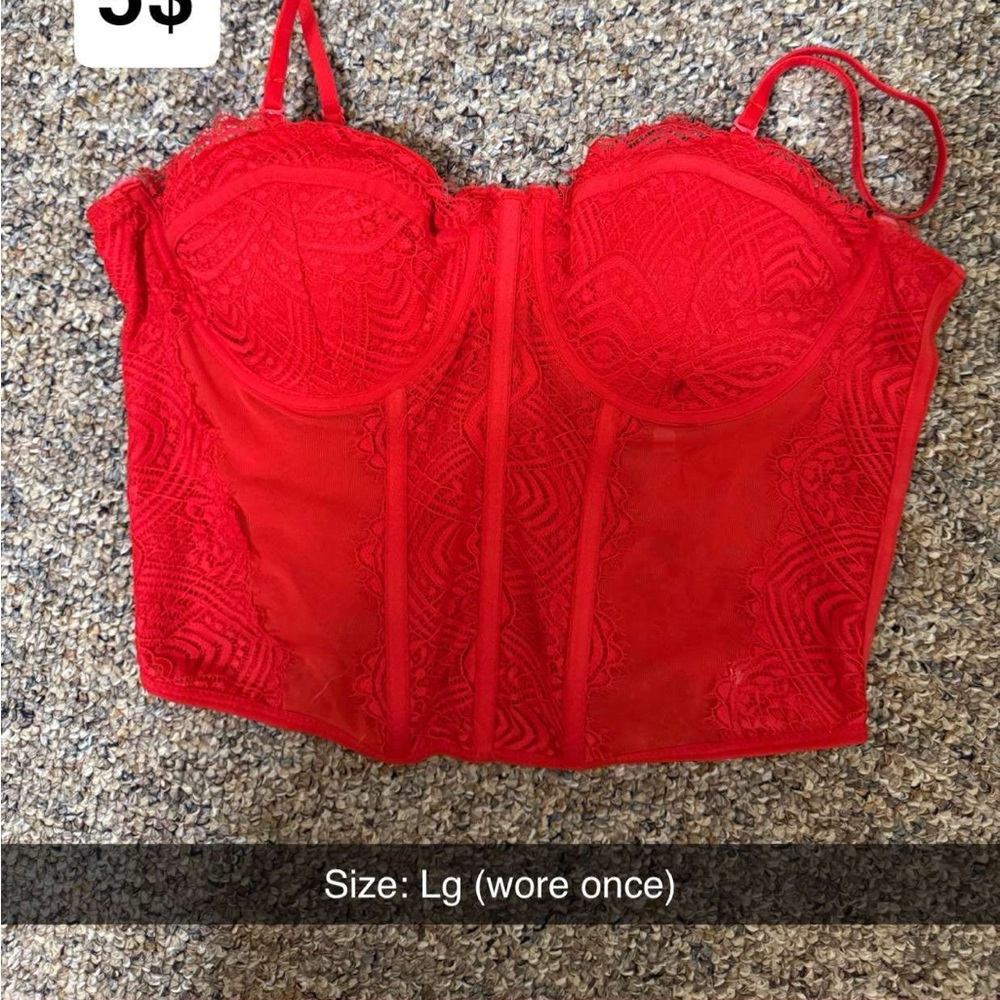 Red Lace Bustier Top